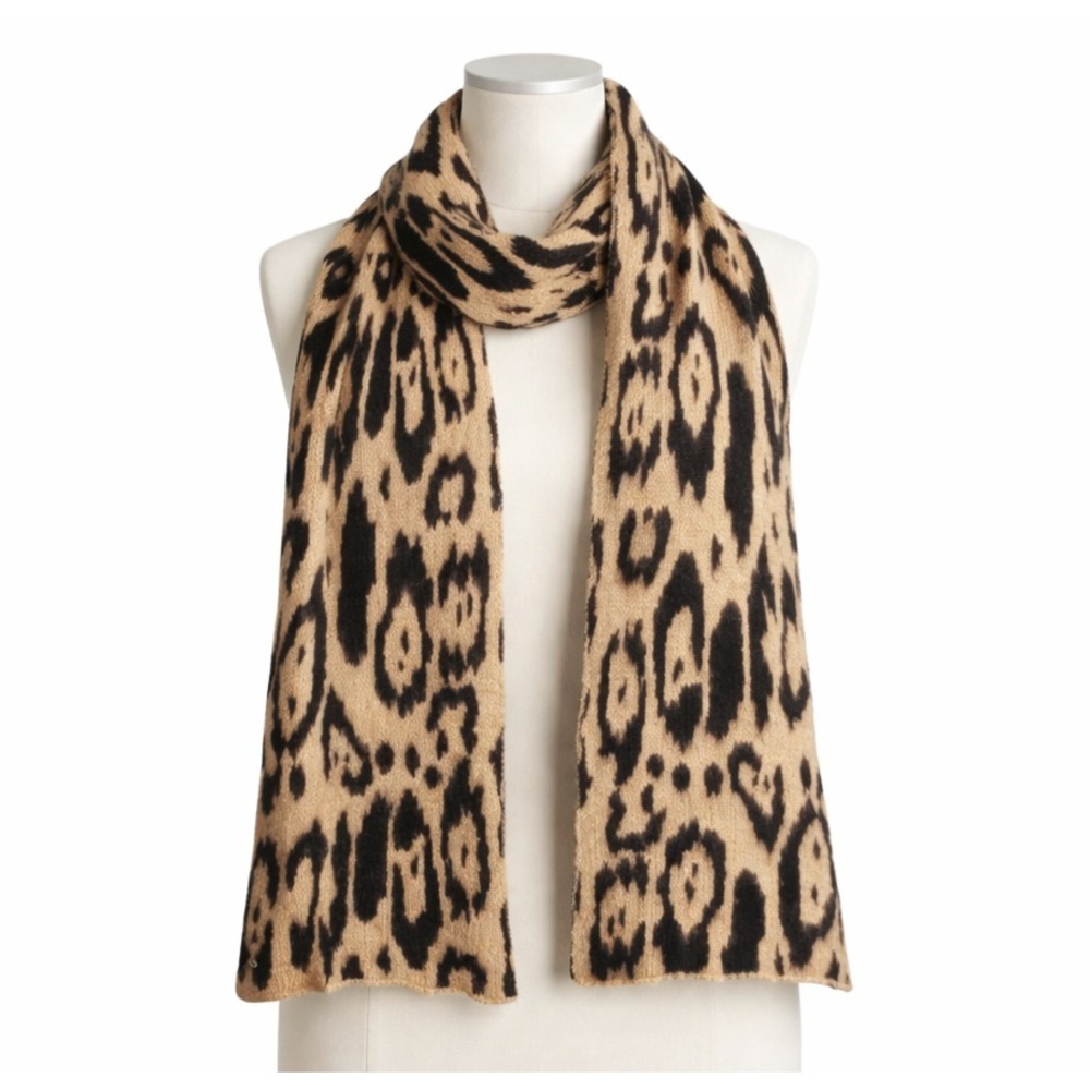 Betsey Johnson Leopard Print Scarf Tan Black Cozy Soft Statement‎ Wrap OS